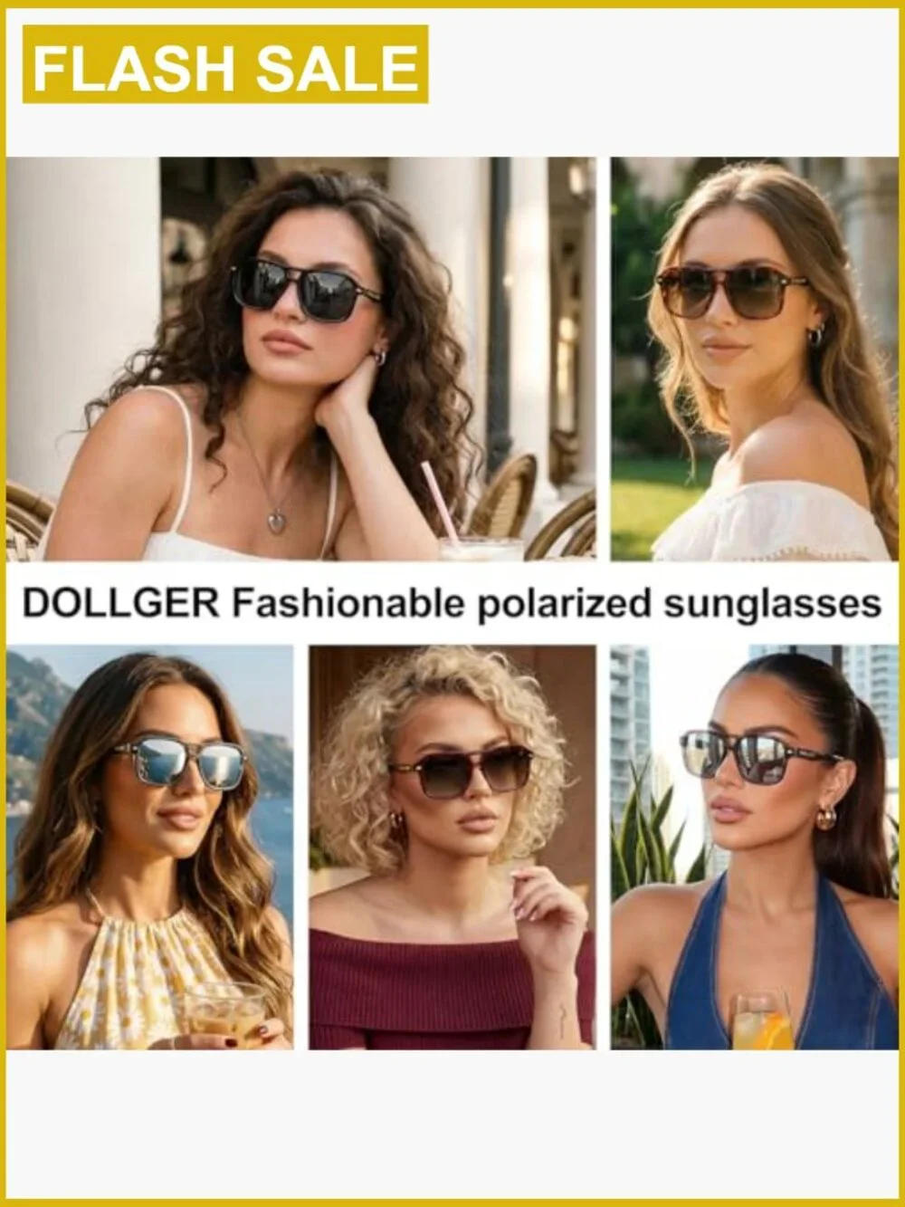 Retro Oversized Square Aviator Sunglasses UV400 Polarized Adult